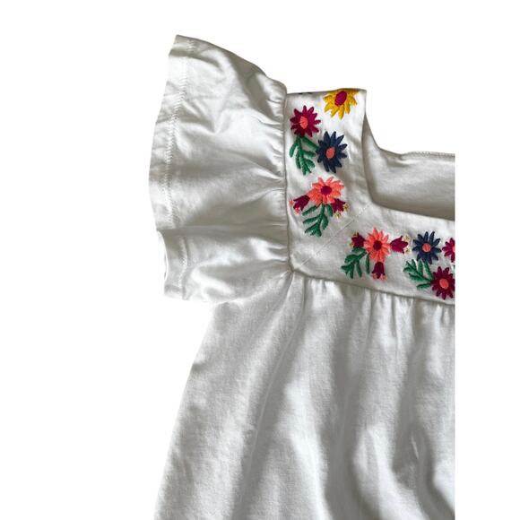 J.Crew Crew Cuts Girls Top Embroidered Square Neck Flutter Sleeves Size 8 - Picture 3 of 7
